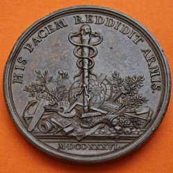 FRANCIA MEDALLA DE BRONCE 1736 CARDINAL DE FLEURY MINISTRO REY LUIS XV Suisse France ANDRE HERCULES Masonería