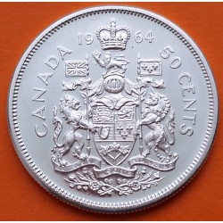 CANADA 50 CENTAVOS 1964 REINA ISABEL II KM.56 MONEDA DE PLATA EBC/SC- Half Dollar silver