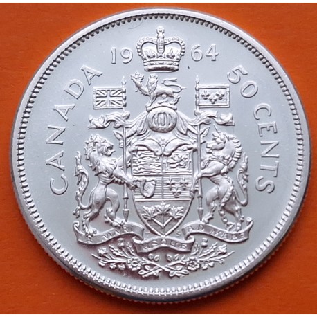 CANADA 50 CENTAVOS 1964 REINA ISABEL II KM.56 MONEDA DE PLATA EBC/SC- Half Dollar silver