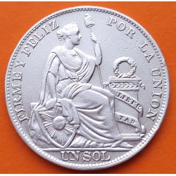 PERU 1 SOL 1934 DAMA SENTADA Ceca LIMA KM.218.2 MONEDA DE PLATA BAJA EBC- República Peruana R/3