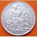 PERU 1 SOL 1934 DAMA SENTADA Ceca LIMA KM.218.2 MONEDA DE PLATA BAJA EBC- República Peruana R/3