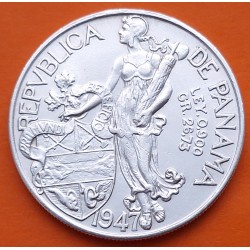 PANAMA 1 BALBOA 1947 VASCO NUÑEZ DE BALBOA Reverso TIPO 1 KM.13 MONEDA DE PLATA EBC- silver coin R/3