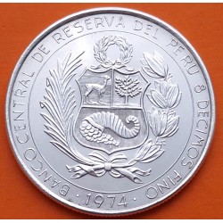PERU 200 SOLES DE ORO 1974 HEROES DE LA AVIACION CHAVEZ y QUIÑONES KM.235 MONEDA DE PLATA @LIMPIADA@ silver coin R/3