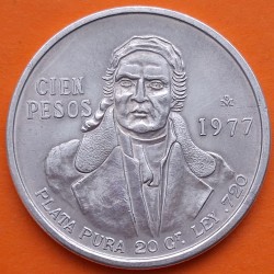 MEXICO 100 PESOS 1977 JOSE MORELOS KM.483.2 MONEDA DE PLATA MBC- Mejico 0,46 ONZAS silver coin R/3