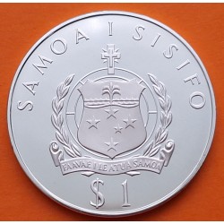 SAMOA I SISIFO 1 DOLAR 1976 HALTEROFILIA OLYMPIC GAMES KM.22A MONEDA DE PLATA PROOF Western Samoa 1 Tala 1976