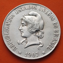 . Republica Dos Estados Unidos do BRASIL 2000 REIS 1907 DAMA y VALOR KM.508 MONEDA DE PLATA MBC- Brazil silver