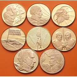 . 8 medallas @BAÑO DE ORO@ URUGUAY tipo 5 NUEVOS PESOS 1975 AÑO DE LA ORIENTALIDAD 5,95 ONZAS PLATA PURA