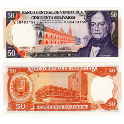 VENEZUELA 50 BOLIVARES 1988 ANDRES BELLO y PALACIO DE LAS ACADEMIAS Pick 65F BILLETE SC UNC BANKNOTE
