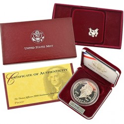 ESTADOS UNIDOS 1 DOLAR 1993 S THOMAS JEFFERSON KM.249 MONEDA PLATA PROOF ESTUCHE US MINT SET