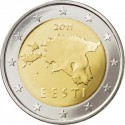ESTONIA 2 EUROS 2011 MAPA DEL PAIS MONEDA BIMETALICA SIN CIRCULAR Eesti 2€ @1º AÑO DE EMISION@