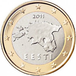 ESTONIA 1 EURO 2011 MAPA DEL PAIS 1º AÑO DE EMISIÓN MONEDA BIMETALICA SC Leves imperfecciones 1€ EESTI