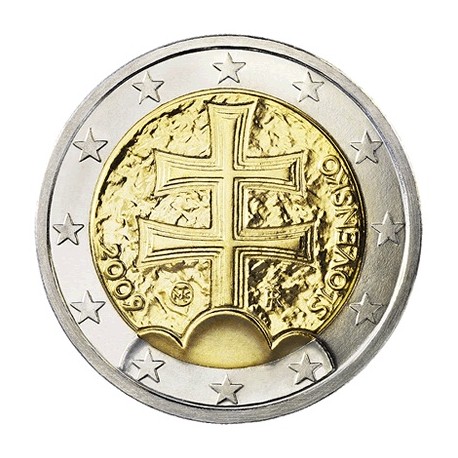 ESLOVAQUIA 2 EUROS 2009 CRUZ ANTIGUA MONEDA BIMETALICA SC Slovakia 2 Euro 2009