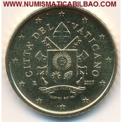 . 1ª AÑO DE EMISIÓN SIN EL PAPA FRANCISCO x VATICANO 50 CENTIMOS 2017 MONEDA DE LATON SC Euro