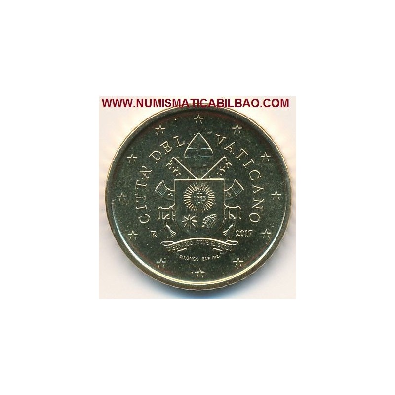 . 1ª AÑO DE EMISIÓN SIN EL PAPA FRANCISCO x VATICANO 50 CENTIMOS 2017 MONEDA DE LATON SC Euro