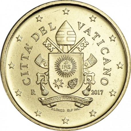 . 1ª AÑO DE EMISIÓN SIN EL PAPA FRANCISCO x VATICANO 50 CENTIMOS 2017 MONEDA DE LATON SC Euro