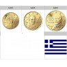 3 monedas x GRECIA 10 + 20 + 50 CENTIMOS 2011 PERSONAJES LATON SC Greece Cents Euros