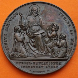 @LUJO@ 1854 VATICANO MEDALLA DE COBRE VATICAN MEDAL PIUS IX NURSERY SCHOOL IN ROME Girometti ITALIAN PAPAL STATES