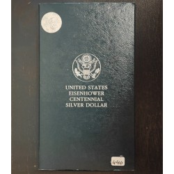 ESTADOS UNIDOS 1 DOLAR 1990 P PRESIDENTE EISENHOWER Home MONEDA DE PLATA PROOF Us Mint ESTUCHE OFICIAL $1 Dollar silver