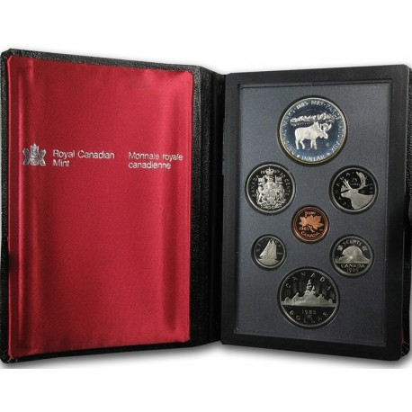 CANADA 1985 PRESTIGE SET 1+5+10+25+50 Centavos + 1 Dolar GANSO Latón + 1 DOLAR 1985 RENO NATIONAL PARKS PLATA 7 monedas