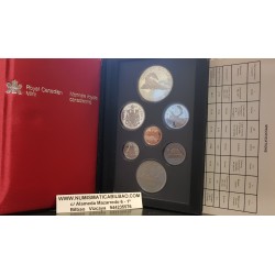 CANADA 1986 PRESTIGE SET 1+5+10+25+50 Centavos + 1 Dolar CANOA Nickel + 1 DOLAR 1986 VANCOUVER RAILWAY TREN PLATA 7 monedas