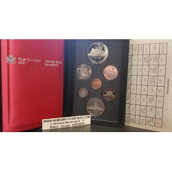 CANADA 1987 PRESTIGE SET 1+5+10+25+50 Centavos + 1 Dolar CANOA Nickel + 1 DOLAR 1987 BARCO DAVIS STRAIT PLATA 7 monedas