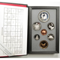CANADA 1988 PRESTIGE SET 1+5+10+25+50 Centavos + 1 Dolar GANSO Latón + 1 DOLAR 1988 SAINT MAURIC IRONWORKS PLATA 7 monedas