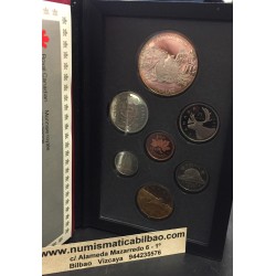 CANADA 1989 PRESTIGE SET 1+5+10+25+50 Centavos + 1 Dolar CANOA Nickel + 1 DOLAR 1989 INDIOS MACKENZIE RIVER PLATA