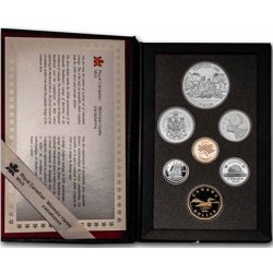 CANADA 1989 PRESTIGE SET 1+5+10+25+50 Centavos + 1 Dolar CANOA Nickel + 1 DOLAR 1989 INDIOS MACKENZIE RIVER PLATA