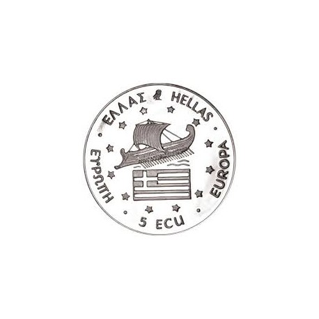 (MACEDONIA) GRECIA 5 ECU 1994 ALEJANDRO EL GRANDE y BARCO KM.X.38 MONEDA / MEDALLA DE NICKEL SC Greece