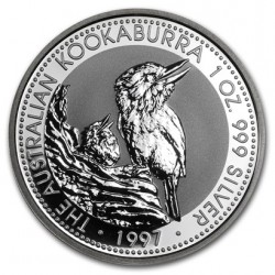 AUSTRALIA 1 DOLAR 1997 KOOKABURRA MONEDA DE PLATA PURA SC $1 Dollar Coin ONZA OZ OUNCE CAPSULA