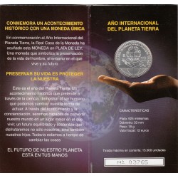 ESPAÑA CARTERA FNMT 12 EUROS 2008 PLATA SC AÑO INTERNACIONAL DEL PLANETA TIERRA