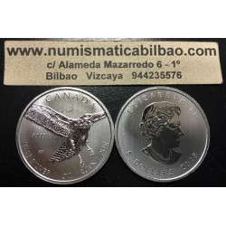 CANADA 5 DOLARES 2015 WILDLIFE HALCON DE COLA ROJA MONEDA DE PLATA PURA 9999 $5 Dollars silver coin 1 ONZA
