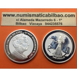 BRITISH VIRGIN ISLANDS 1 DOLAR 2017 DIOSA ATENEA y PEGASO CABALLO ALADO MONEDA DE PLATA SC CÁPSULA silver coin ONZA Oz PEGASUS