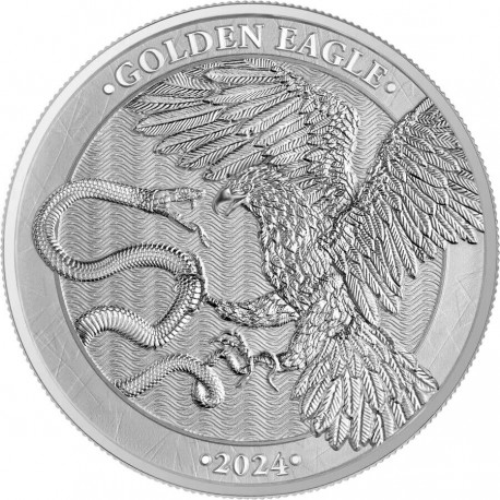 . 1 aaaaaacoin MALTA 5 EUROS 2024 GOLDEN EAGLE y CRUZ MEDIEVAL 2ª MONEDA DE PLATA ONZA Oz CÁPSULA