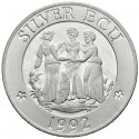 @ESTUCHE y CERTIFICADO@ INGLATERRA SILVER ECU 1992 TRES GRACIAS y MAPA DE EUROPA MONEDA DE PLATA PROOF UK silver 0,83 ONZAS