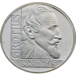 @ESTUCHE y CERTIFICADO@ HOLANDA 25 ECU 1995 HUGO GROTIUS KM.X.87 MONEDA DE PLATA PROOF The Netherlands 25 Ecus 0,74 ONZAS