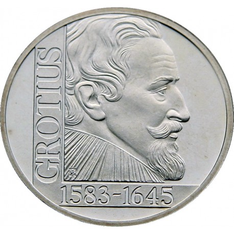 @ESTUCHE y CERTIFICADO@ HOLANDA 25 ECU 1995 HUGO GROTIUS KM.X.87 MONEDA DE PLATA PROOF The Netherlands 25 Ecus 0,74 ONZAS