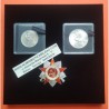 2 únicas monedas con JOSEF STALIN x CHECOSLOVAQUIA 50 + 100 KORUN 1949 BUSTO MILITAR POR SU 70 CUMPLEAÑOS KM.29+30 PLATA SC-