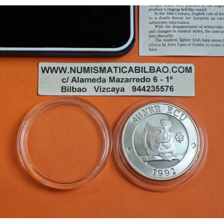 @PIEDFORT - PESO DOBLE - RARA@ IRLANDA DEL NORTE SILVER ECU 1992 JOVEN KM.X.P.3 MONEDA DE PLATA PROOF Silver Set 1,36 ONZAS