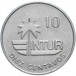 @Tipo CON VALOR 10 - Nº GRANDE@ CUBA 10 CENTAVOS 1981 COLIBRI Serie INTUR KM.415.1 MONEDA DE NICKEL SC-