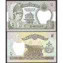 NEPAL 2 RUPIAS 1979 GUEPARDO y MONARCA Pick 29.A BILLETE SC 2 Rupees UNC BANKNOTE