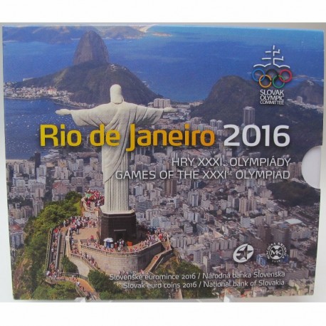 ESLOVAQUIA CARTERA OFICIAL EUROS 2016 BU SET 1+2+5+10+20+50 Centimos + 1€ + 2 EUROS 2016 OLIMPIADA RÍO DE JANEIRO KMS Slovakia