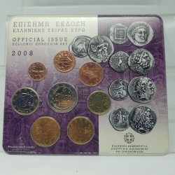 GRECIA CARTERA OFICIAL EUROS 2008 SC 1+2+5+10+20+50 CENTIMOS + 1 EURO + 2 EUROS 2008 BU SET KMS