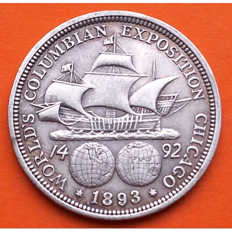 ESTADOS UNIDOS 1/2 DOLAR 1893 COLUMBIAN EXPOSITION CHICAGO CARABELA KM.117 MONEDA DE PLATA USA Half Dollar Commemorative R/00