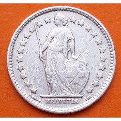 SUIZA 1/2 FRANCO 1920 B DAMA HELVETICA CON ESCUDO y LANZA KM.23 MONEDA DE PLATA MBC- Switzerland silver Half franc