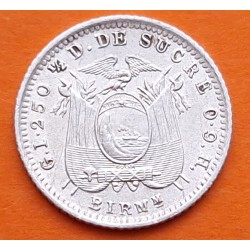 @ESCASA@ ECUADOR 1/2 DINERO DE SUCRE 1915 JOSE DE SUCRE Ceca de BIRMMINGHAM KM.55.2 MONEDA DE PLATA MBC+ silver coin