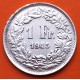 SUIZA 1 FRANCO 1945 B DAMA y VALOR KM.24 MONEDA DE PLATA MBC + MUESCAS Oucpación Nazi III REICH WWII Switzerland