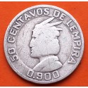 @ESCASA@ HONDURAS 50 CENTAVOS DE LEMPIRA 1931 JEFE INDIO KM.74 MONEDA DE PLATA MBC- silver coin