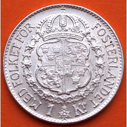 @RARA@ SUECIA 1 KRONE 1941 G Rey GUSTAV V 2ª GUERRA MUNDIAL KM.786.2 MONEDA DE PLATA MBC+ Sweden WWII EPOCA NAZI
