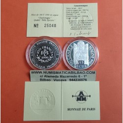 FRANCIA 100 FRANCOS 1990 CARLOMAGNO KM.989 PLATA PROOF + CERTIFICADO France 15 Ecus 1990